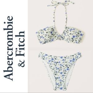 Abercrombie Bikini Upside Down Halter Triangle Top Mid-Rise High-Leg Bottoms